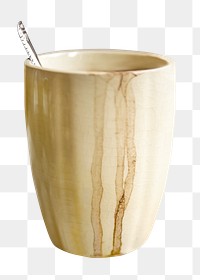 Stained coffee mug png sticker, transparent background