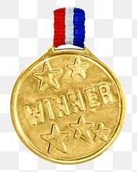 Gold winner medal png sticker, transparent background