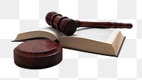 Gavel and book png sticker, transparent background