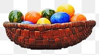 Easter egg basket png sticker, transparent background