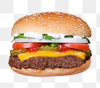 Hamburger png food sticker, transparent background