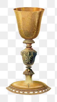 Gold chalice illustration png sticker, transparent background