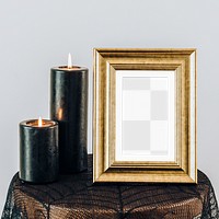 Halloween picture png frame mockup, spooky decor, transparent design