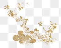 Vintage gold botanical element png on transparent background. Remixed by rawpixel.