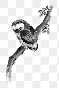 Vintage Hokusai's owl png on transparent background. Remixed by rawpixel.