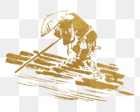 Vintage gold rafting man png on transparent background. Remixed by rawpixel.