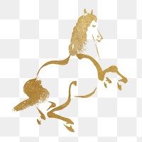 Gold rearing horse png sticker, transparent background. Remixed by rawpixel.