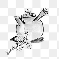 Japanese teapot png sticker, transparent background. Remixed by rawpixel.