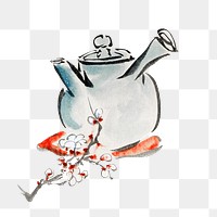 Japanese teapot png sticker, transparent background.    Remastered by rawpixel. 