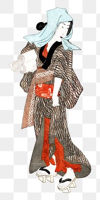 Japanese woman png on transparent background.    Remastered by rawpixel. 