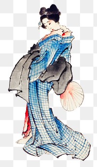 Hokusai’s Japanese woman png on transparent background.    Remastered by rawpixel. 