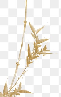 Vintage Hokusai's gold bamboo png on transparent background. Remixed by rawpixel.