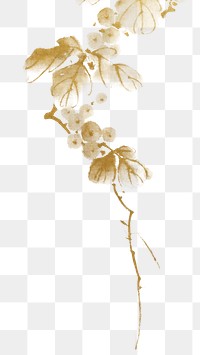 Vintage Hokusai's gold flower png on transparent background. Remixed by rawpixel.