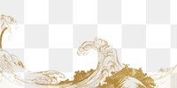 Japanese ocean wave png vintage gold border on transparent background. Remixed by rawpixel.