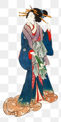 Japanese woman png on transparent background.    Remastered by rawpixel. 