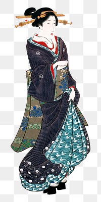 Japanese woman png on transparent background.    Remastered by rawpixel. 