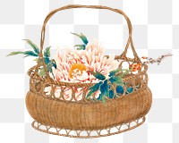 Japanese flower basket png on transparent background.    Remastered by rawpixel. 