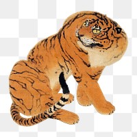 Sitting Tiger png, transparent background. Remastered by rawpixel. 