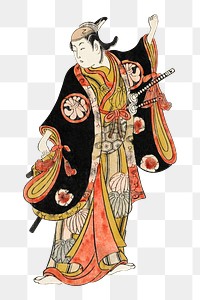 Japanese man in kimono png on transparent background.    Remastered by rawpixel. 