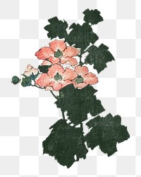 Hokusai’s red roses png on transparent background. Remastered by rawpixel. 