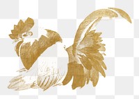 Vintage gold rooster png on transparent background. Remixed by rawpixel.