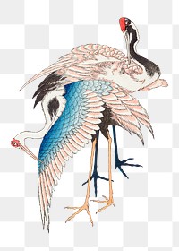 Hokusai's cranes png on transparent background.    Remastered by rawpixel. 