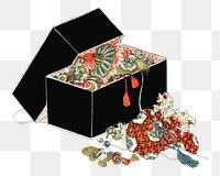 Png Hokusai's Vintage Japanese jewelry box, transparent background.   Remastered by rawpixel. 