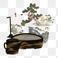 Hokusai&rsquo;s tea table png on transparent background.    Remastered by rawpixel. 