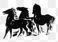 Vintage horses png silhouette painting, transparent background.    Remastered by rawpixel. 