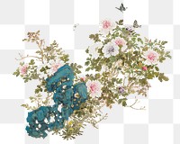 Vintage spring flowers png on transparent background.    Remastered by rawpixel. 