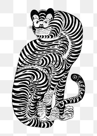 Vintage talismanic tiger png on transparent background. Remixed by rawpixel.