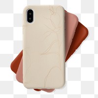 Phone case png sticker, beige design, transparent background