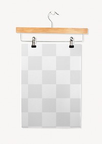 Poster png mockup, cloth hanger, transparent design