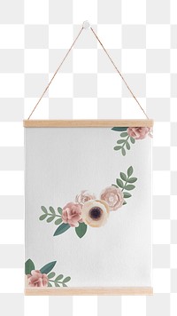 Floral poster png sticker, transparent background