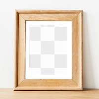 Wooden photo png frame mockup, transparent design