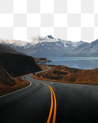 Scenic road png border sticker, transparent background