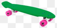 Green skateboard png sticker, transparent background