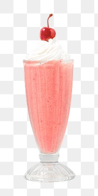 Strawberry milkshake png sticker, transparent background