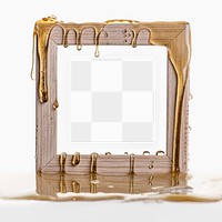 Photo frame png mockup, dripping honey, transparent design