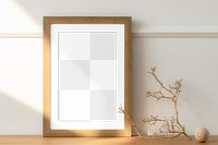 Picture frame png mockup, realistic home decor, transparent design