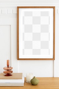 Photo frame png mockup, Japandi home decor, transparent design