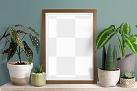 Picture frame png mockup, houseplant decor, transparent design