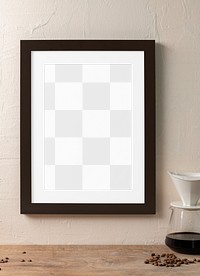 Picture frame png mockup, realistic cafe decor, transparent design