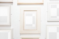 Picture frame mockup, gallery wall, transparent design