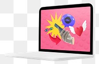 Laptop screen png 3D sticker, transparent background