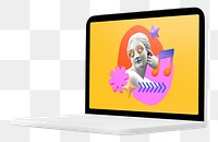 Laptop screen png 3D sticker, transparent background