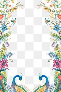 Png peacock & flower border | Premium PNG - rawpixel