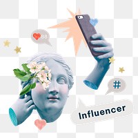 Influencer png word sticker, mixed media design , transparent background