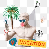 Vacation png word sticker, mixed media design, transparent background