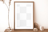 Photo frame png mockup, flower vase decor, transparent design